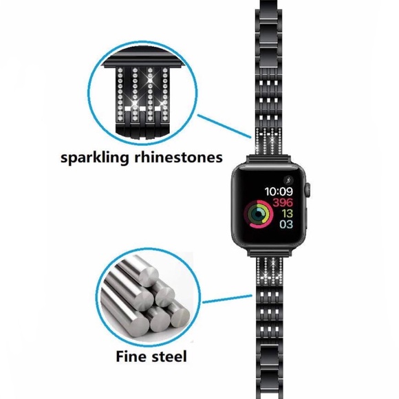 NEW Black Bling Metal Band Apple Watch 38/40/41mm - Picture 3 of 8